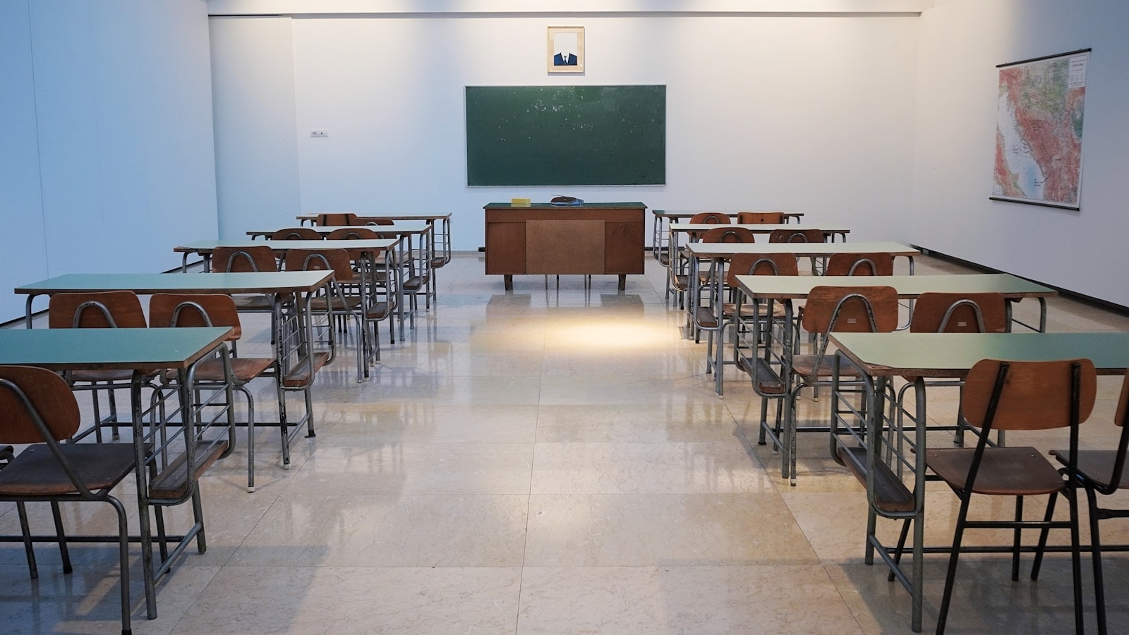 Bright classroom ready for learning